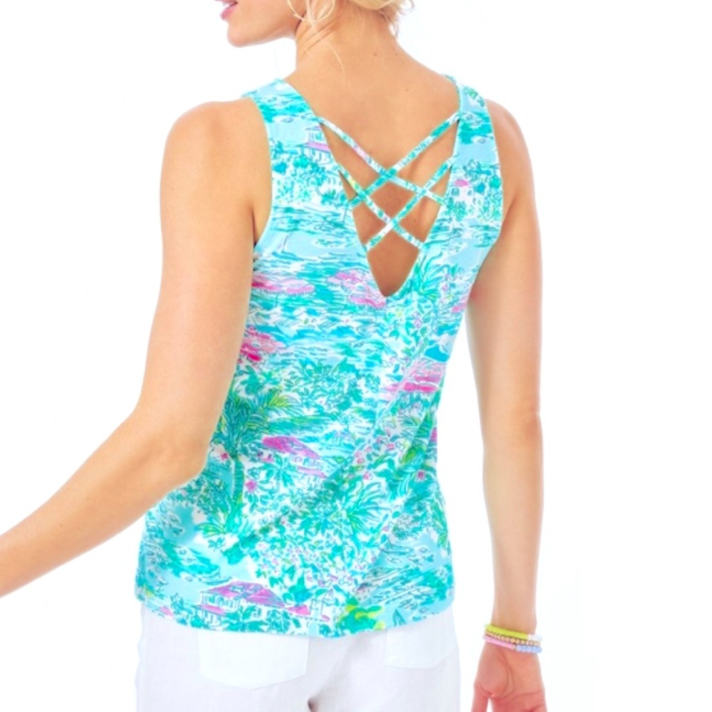 LILLY PULITZER | ‘Kristen’ Top - Gustavia Gre Sunshine City.
